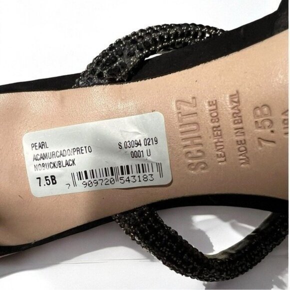 🌻NEW NWOT Schutz Pearl Black Suede Pointed Toe Mule Size 7.5 - Picture 9 of 10